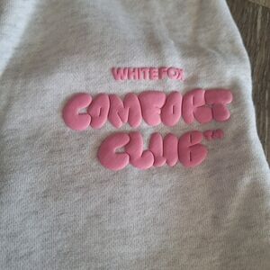 White Fox Boutique Gray Joggers with Pink Logo